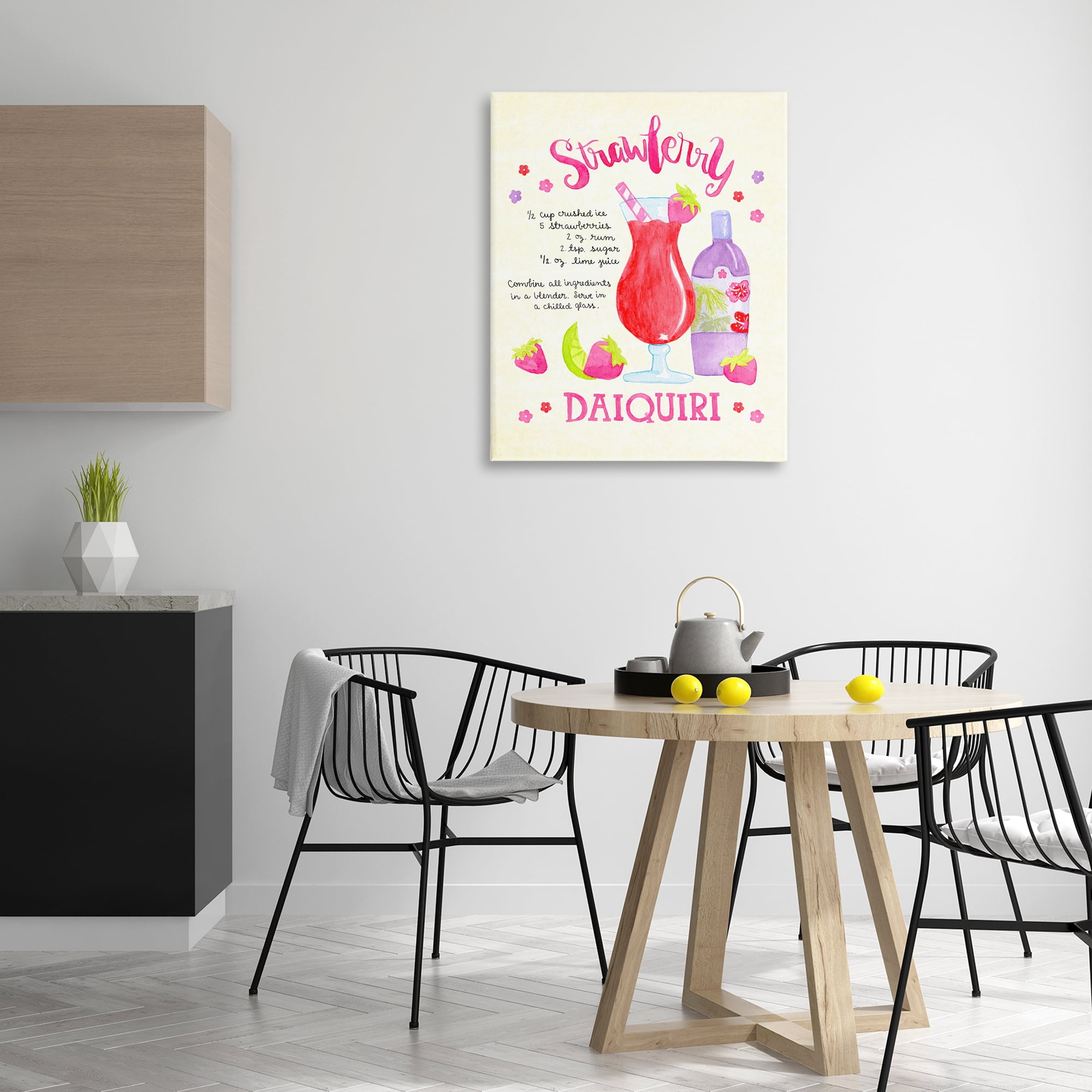 Stupell Industries Strawberry Daiquiri Recipe Food & Beverage Painting Wrapped Canvas Art Print Wall Art, 30 x 40
