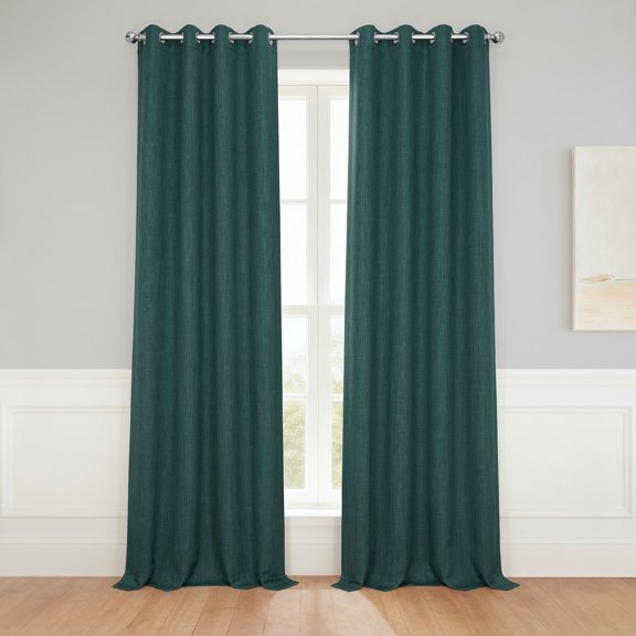 HPD Half Price Drapes Focal Green Grommet Faux Linen Room Darkening Curtains for Bedroom & Living Room Curtains (1 Panel), Door & Window Curtains 84 inches long, Grommet Curtains & drapes, 50W X 84L