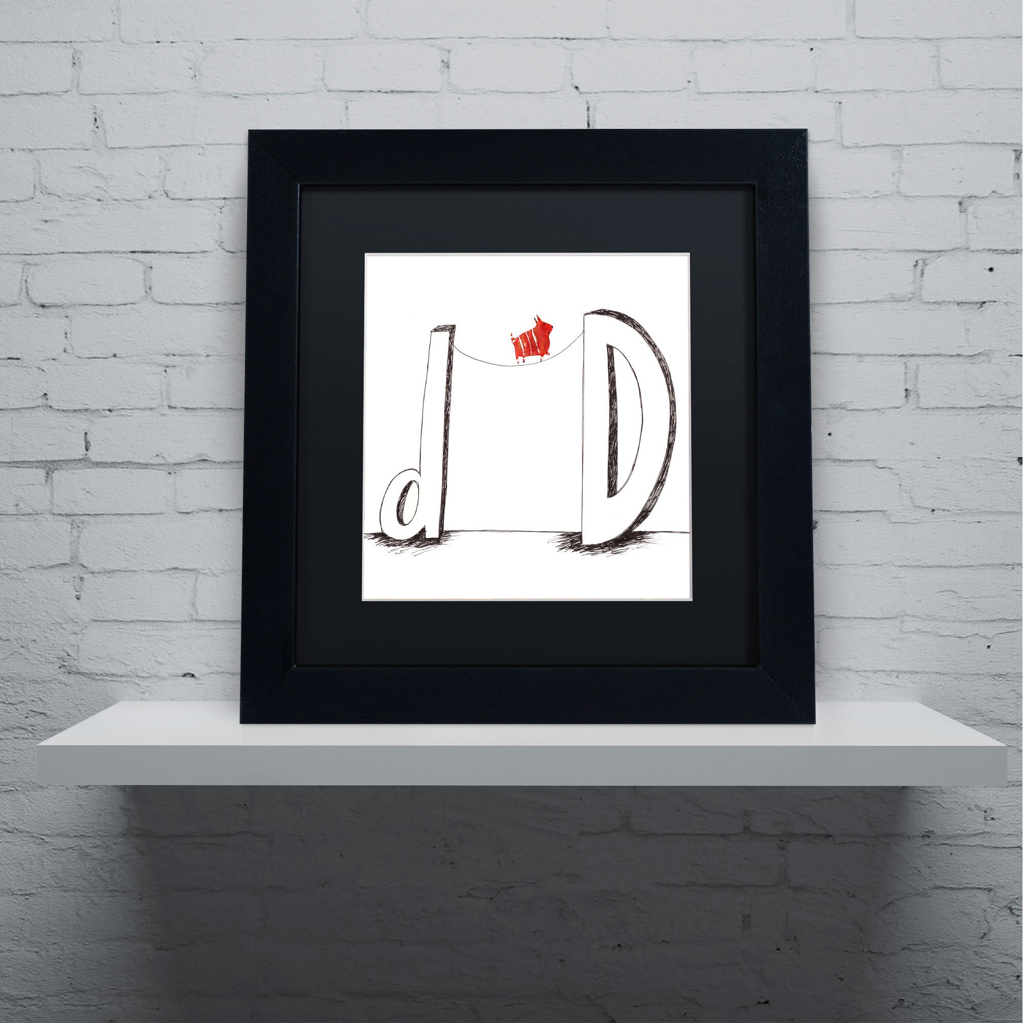 Carla Martell 'D is for Dog' Black Matted Framed Art