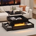 thumbnail image 1 of Noble House Lift-Top Coffee Table with LED Light & 2 Drawers,Black, 1 of 10