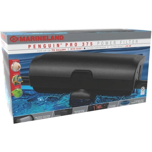 Marineland Penguin PRO 375 Power Filter Multi-Stage Aquarium Filtration for Aquariums Up To 75 Gallons