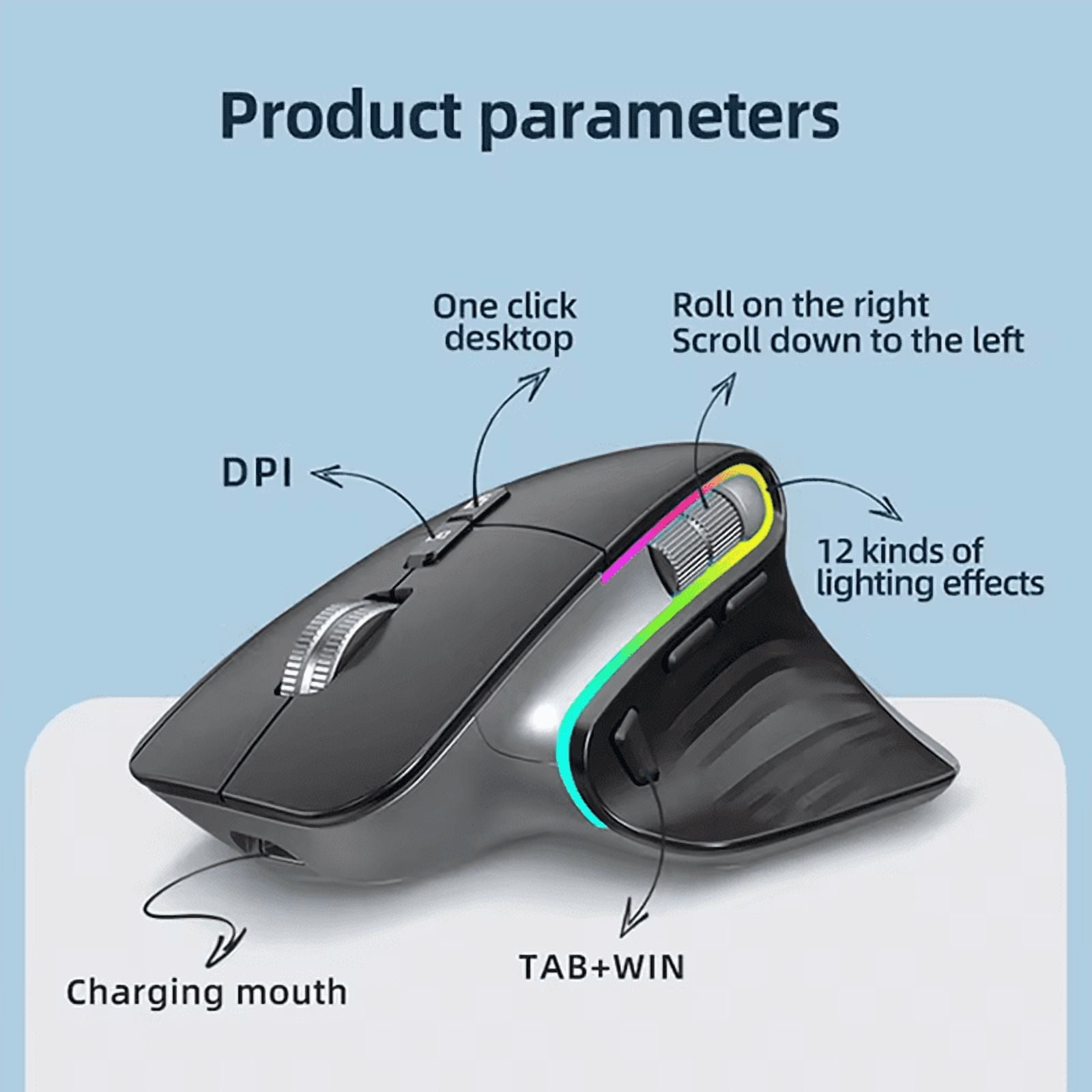 Multi-Device Wireless Mouse Bluetooth 5.0 & 3.0 Mouse 2.4G Wireless Portable Optical Mouse Ergonomic Right Hand Computer Mice