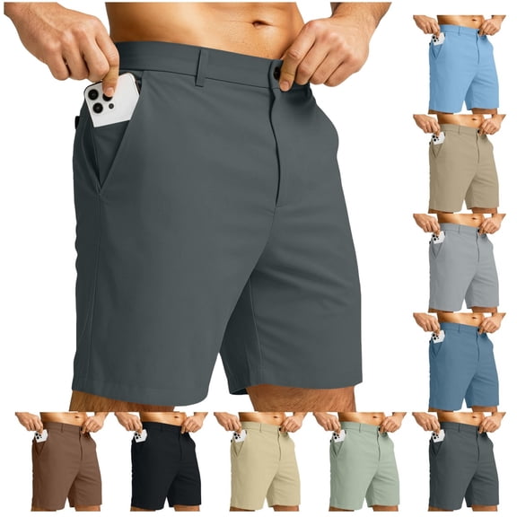 Mens Golf Shorts Stretch Flat Front Shorts Lightweight Quick Dry Hiking Casual Work Short Pants with 3 Pockets