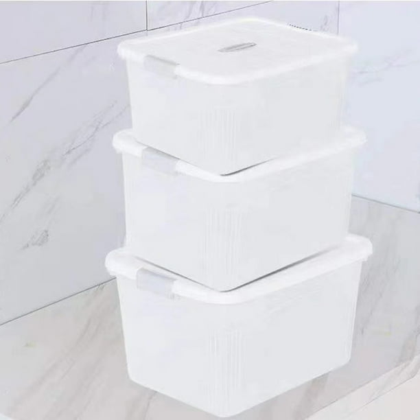 Contenedores de alimentos apilables, contenedor transparente con tapa, juego de 3 contenedores de alimentos transparentes para refrigerador, estructura estable y sólida, asa de fácil transporte