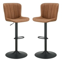 Kirkdale Adjustable Stool 2-Pack in Sand Brown Faux Leather