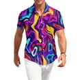 thumbnail image 6 of Dresfit Polo Shirt Mens Short Sleeve Button Down Hawaiian Shirts Spring Summer Graphic Tropical Mokaloha Shirt Big and Tall Floral Oversized Beach Aloha Shirt Purple XL, 6 of 8