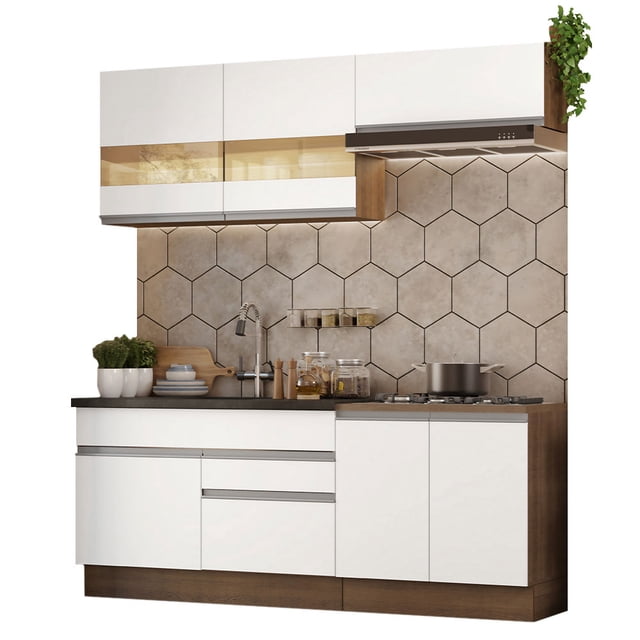 Cocina Integral 200cm Marrón/Blanco MADESA Glamy 07