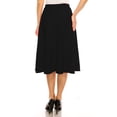 thumbnail image 4 of Women's Plus Size A-Line Casual Flared High Waist Elastic Band Solid Midi Skirt, 4 of 8