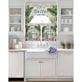 thumbnail image 4 of Summer Tropical Palm Leaf Kitchen Curtains Sets 24 Inch Length with Valance, Floral Coastal Starfish Retro Swag Valances and Tiers Curtain Set Drapes Swag Curtains for Living Room, Bathroom, Bedroom, 4 of 6