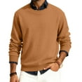 thumbnail image 2 of Men's Round Neck Long Sleeve Ribbed Knit Pullover, Sweater for Fall Winter, Casual Comfort and Versatile Layering Piece,Light Brown,S, 2 of 7