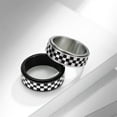 thumbnail image 3 of PAURO Anxiety Rotatable Rings for Men Stainless Steel Engraved Chessboard Punk Biker Ring Black Size 12, 3 of 4