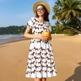 thumbnail image 4 of Lsque Teckel Chiot Imprimé Robe Décontractée T-Shirt Été Manches Courtes Col Rond Robes Évasées, 4 of 6