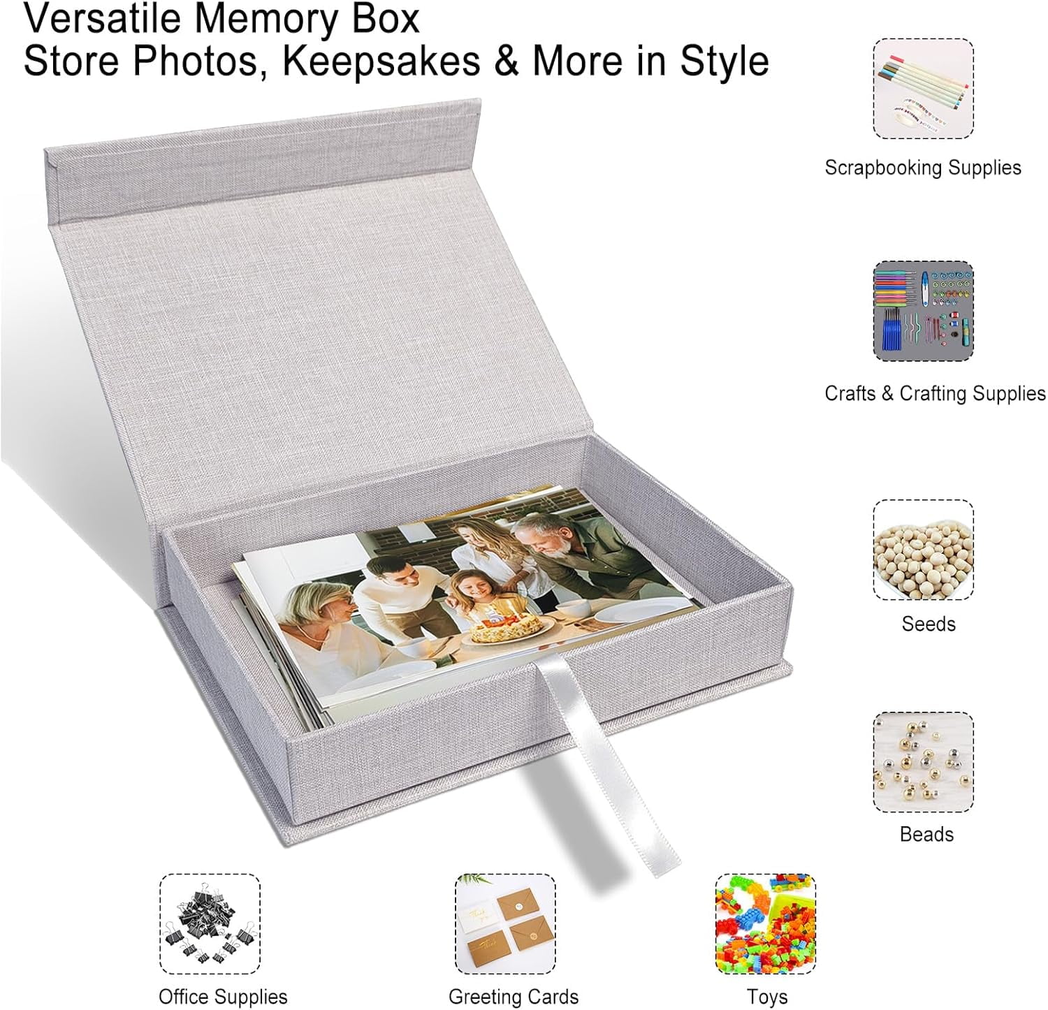 Lanola 8x10 Archival Photo Storage Box with Lid – Stackable Memory Keepsake Organizer for Photos, Certificates, Jewelry & Scrapbooking Supplies Grass Green
