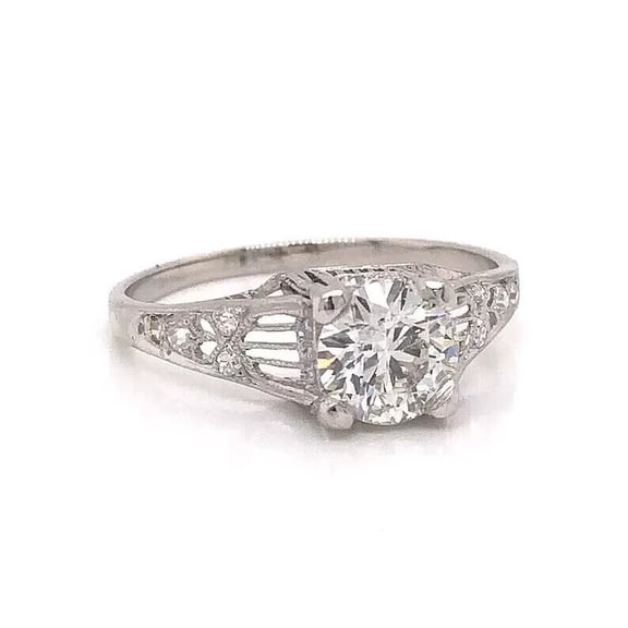 Art Deco Solitaire Diamond Engagement Ring, Antique Openwork Filigree Ring, Vintage Surprise Diamond Ring, 2.2 Ct Simulated Diamond, 925 Sterling Silver, Gift Ring For Mom