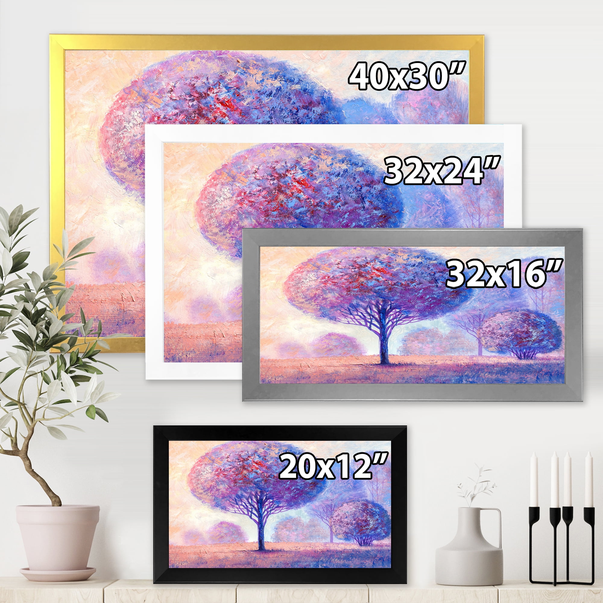 Designart 'Colourful Trees Abtract Impression II' Traditional Framed Art Print