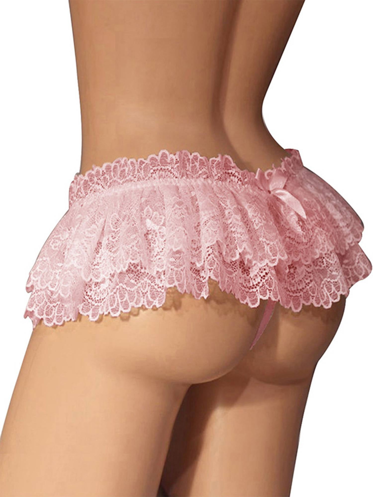 Enwejyy Womens Valentine's Day Lace Stitching Open Butt Crotchless