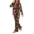 thumbnail image 5 of DISNIMO Pumpkin Cat Printed Pajama for Women 2 Piece Long Sleeve Top and Long Pants Sets Casual Loose Sleepwear Halloween Button Down Loungewear Nightwear, XS, 5 of 7