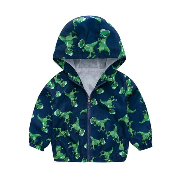 NOKIO Kids Boys' Windbreaker Jacket Boys' Lightweight Windproof Jackets Toddler Kids Girls Boys Long Sleeve Cartoon Windproof Coat Hooded Outwear Jacket Baby Girls Boys Zip-Up Jacket