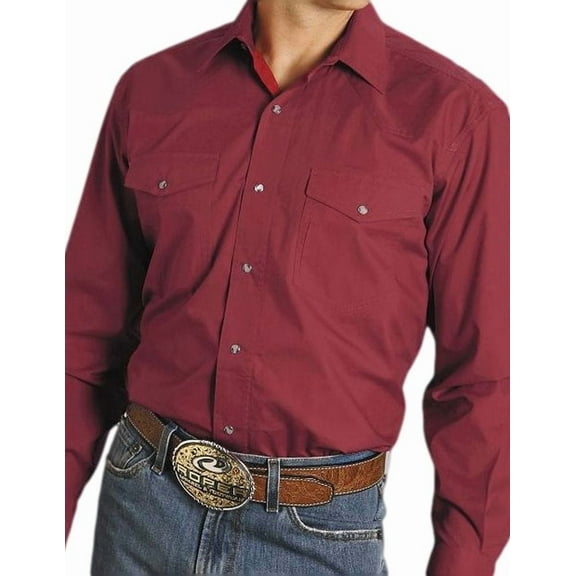Men's Amarillo Collection Solid Long Sleeve Western Shirt - 03-001-0265-1068 GR XXX-