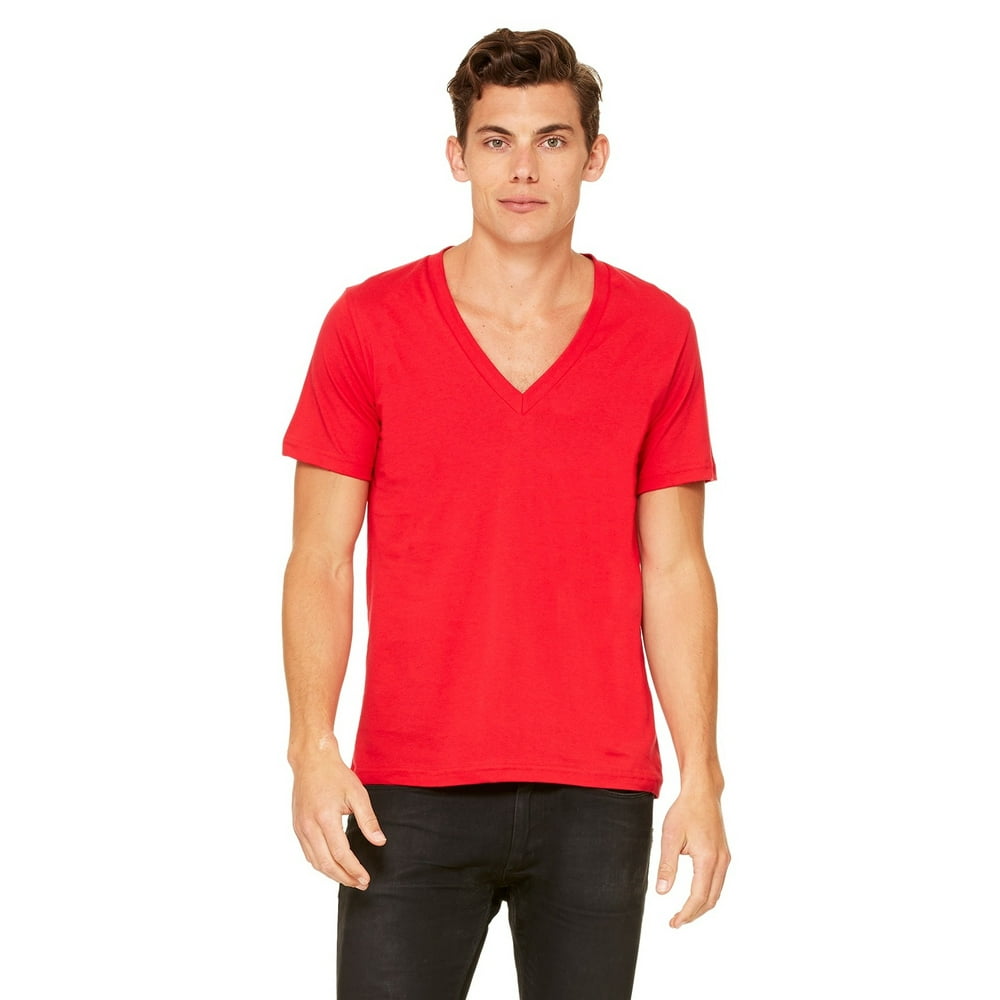 Download BELLA+CANVAS - Branded Bella + Canvas Unisex Jersey Short Sleeve Deep V-Neck T-Shirt - RED - XL ...