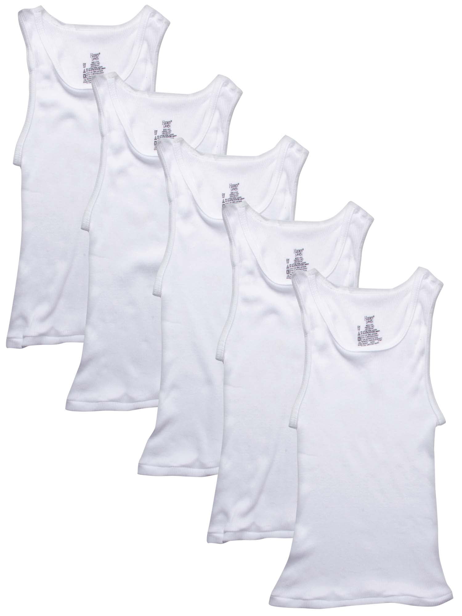 Hanes Boys' White Tanks, 5-Pack, Sizes S-XXL