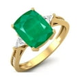 thumbnail image 2 of 925 Sterling Silver Gold Vermeil 9X7mm Cushion Emerald Solitaire Women Mother's Day Gift Ring, 2 of 3