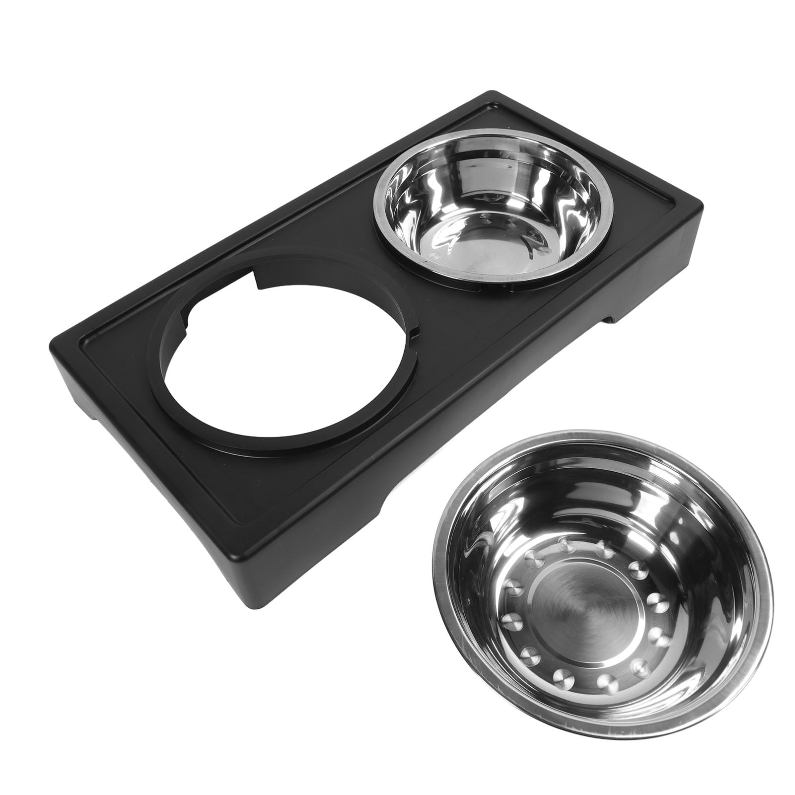 Nieyigj Premium Elevated Dog Bowls Prevent Slip Height Adjustable Raised Dog Bowl Stand with 2 Removable Stainless Steel Food Bowls for Dogs Cats, 19.68 inches / 50 cm Black