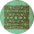 thumbnail image 1 of Ahgly Company Indoor Round Oriental Turquoise Blue Industrial Area Rugs, 5' Round, 1 of 4