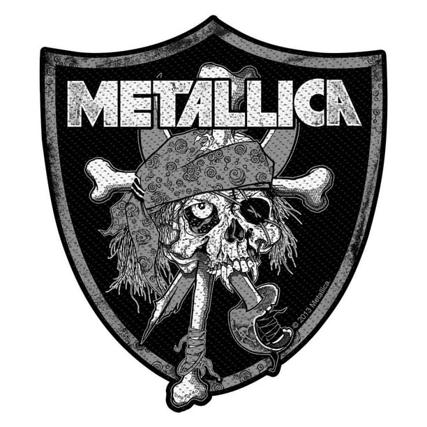 Metallica - Parche Diseño Calavera Raiders (Negro, Blanco, Gris)