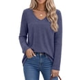 thumbnail image 2 of Fantaslook Plus Size Long Sleeve Shirts for Women V Neck Lightweight Sweaters Casual Fall Tunic Tops Fashion Spring Clothes, 2 of 9