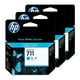 thumbnail image 1 of TINTA HP 711 CZ134A COLOR CYAN 3PACK Hewlett Packard, 1 of 2