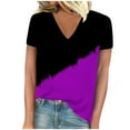 thumbnail image 1 of Camisetas de Manga Corta para las Mujeres de Cuello en V Sólido Casual Camiseta, 95% Poliéster 5% Spandex Vintage Ligero Top para Diario, Fiesta Y Primavera, 1 of 4