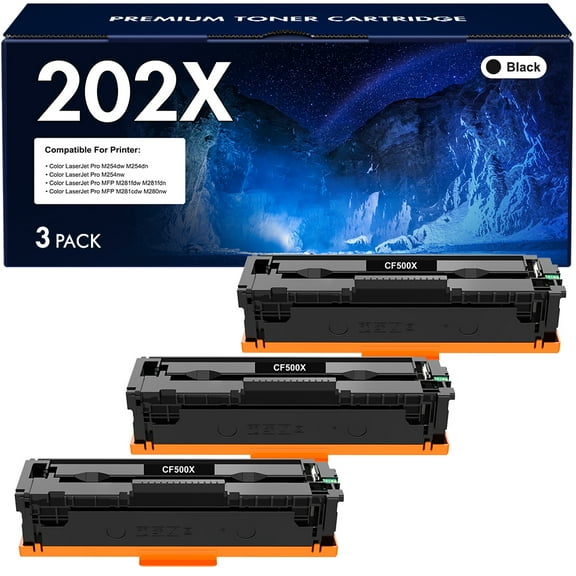 VIPink 3-Pack Compatible Toner Cartridge Replacement for CF500X 202X CF500A 202A Color LaserJet Pro M254dw M254dn M254nw MFP M281fdw M281fdn M281cdw M280nw Printer Ink (Black)