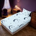 thumbnail image 5 of Homewish Moon Stars Print Twin Sheets for Kids Girls, Dreamy Blue Bedding, 3pcs, 1 Flat Sheet, 1 Fitted Sheet and 1 Pillowcase, 5 of 6