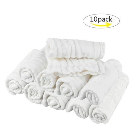 10pcs Cotton Baby Towels Soft Newborn Baby Face Towels Natural Baby Muslin Washcloths for Sensitive Skin,