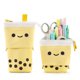 thumbnail image 1 of Lindo estuche de pie para lápices para niños, organizador de bolígrafos de té con burbujas, papelería Kawaii para Navidad, vacaciones, Año Nuevo, oficina (amarillo), 1 of 1