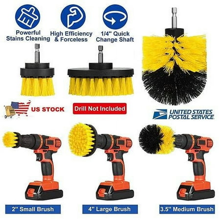 

[Pack of 2] 3Pcs/Set Drill Brush Power Scrubber Cleaning Brush for Car Carpet Wall Tile Tub Cleaner Combo