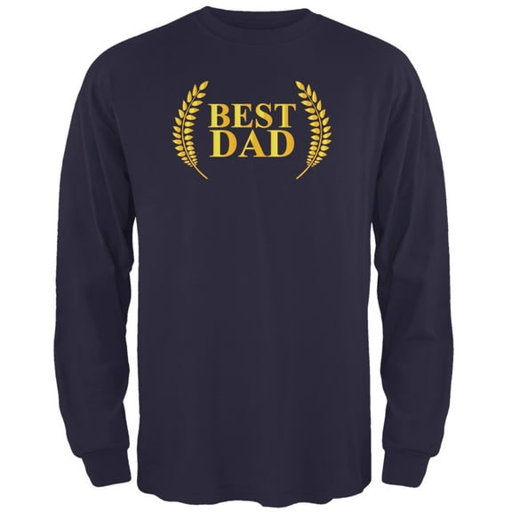 Fathers Day - Best Dad Laurel Navy Adult Long Sleeve T-Shirt - Large