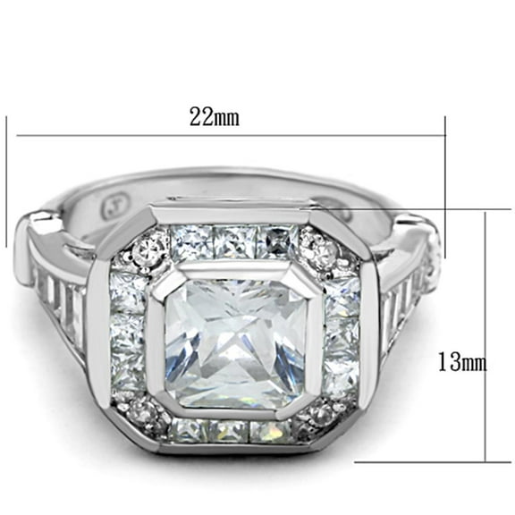 Rhodium 925 Sterling Silver Ring with AAA Grade CZ in Clear for Women Style LOS267