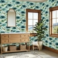 thumbnail image 4 of Flower Peel and Stick Wallpaper 23.6in x 9.8ft Floral Blue Green Dahlia Flowers Delicate Leaves Contact Paper Vinyl Waterproof Self Adhesive Wall Paper for Bedroom Shelf Cabinet Renter Friendly, 4 of 8