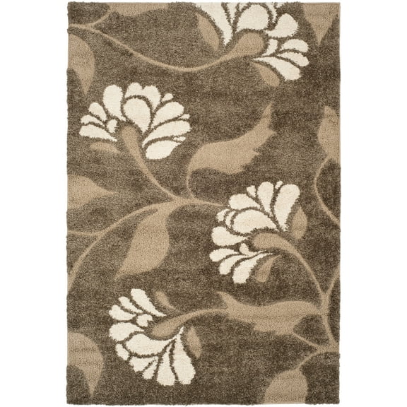 SAFAVIEH Florida Teodor Floral Shag Area Rug, Smoke/Beige, 2'3" x 4'