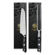 Kessaku 7-Inch Santoku Knife & 7-Inch Carving Fork Set - Dynasty Series - German HC Steel - G10 Full Tang Handle