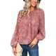 thumbnail image 1 of Txlixc Blusa de Manga Larga para Mujer, Blusa de Cuello Redondo con Botones en la Espalda con Patrón de Jacquard de Color Sólido, Tops de Calle de Ajuste Suelto Txlixc  Moda, 1 of 9
