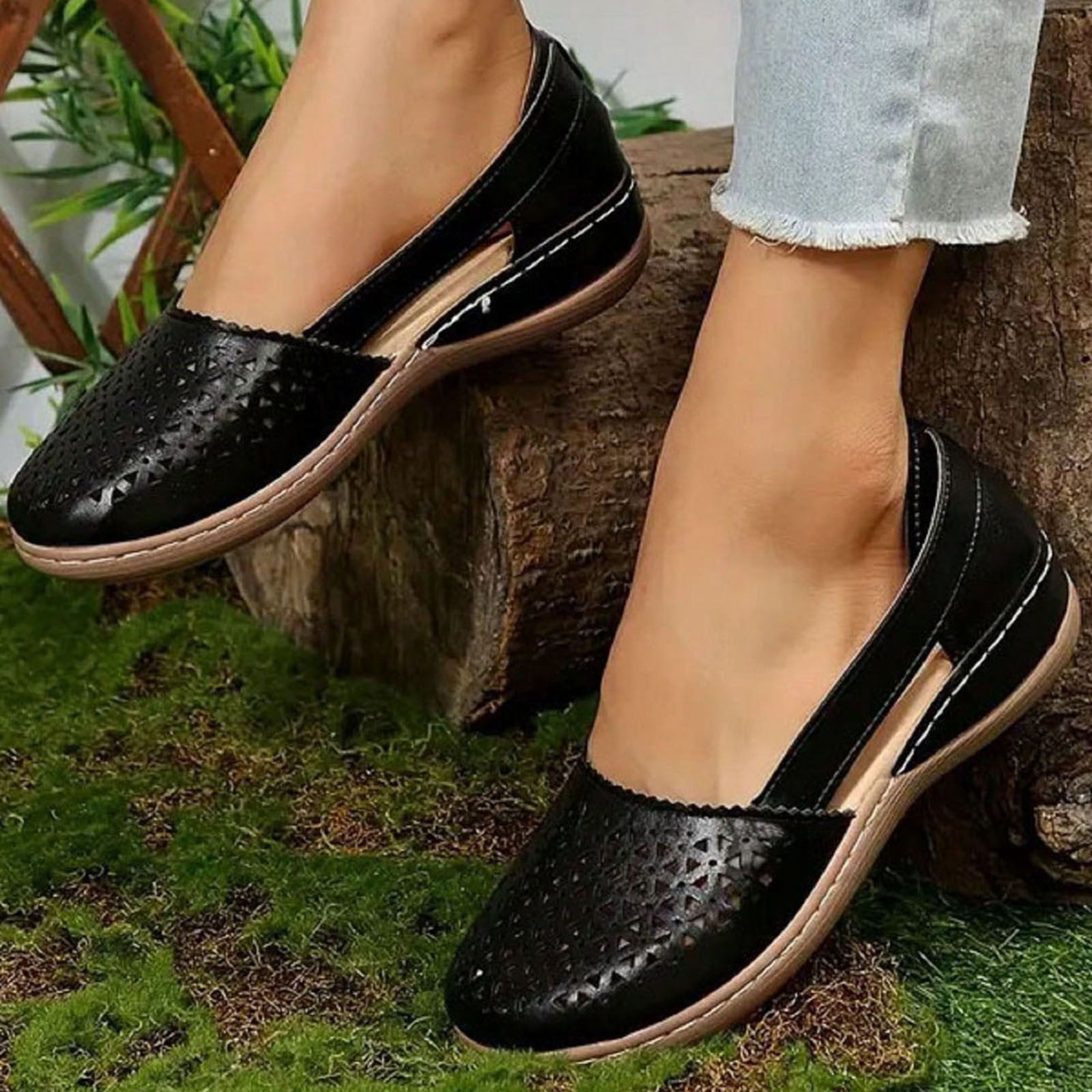 Mepaouo Women's Ballet Flats Business Office Work Casual Dress Shoes Comfortable Wedge Slip on Loafers