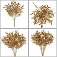 thumbnail image 3 of Artificial Plants Golden Leaf, Christmas Plastic Fake Plant Leaves Bush Grass Decoration Fern Bushes Faux Shrubs Greenery Indoor Outside Planter Filler Festival Home Garden Decor, 3 of 9