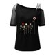 thumbnail image 3 of Gibobby Playera de Manga Corta con Cuello Redondo Mujeres Impreso Hombro Tops Sexy Glitter Camisa manga corta Blusa Tops(Negro,G), 3 of 4