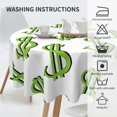 thumbnail image 6 of XMXT Waterproof Round Table Cloth, Cartoon Green Dollar Sign Tablecloth Polyester Table Cover for Home Kitchen Dining Party Room Decor, 60 inches, 6 of 8