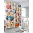 thumbnail image 3 of Boanket Polyester Fabric Coastal Shell Shower Curtain, Summer Nautical Shell Beach Starfish Waterproof Bathtub Curtain Bathroom Decor Set with Hooks 36 x 72 Inches,, 3 of 6