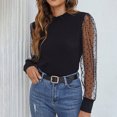 thumbnail image 5 of ZVNAΖH Womens Mesh Sheer Long Sleeve Layering Top Mock Neck Lace Floral Blouses Casual Business Spring Fall Outfits, 5 of 6