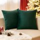 thumbnail image 1 of Fundas de almohada navideñas de terciopelo EMEMA, paquete de 2 unidades, 51 x 51 cm, color verde oscuro, 1 of 6
